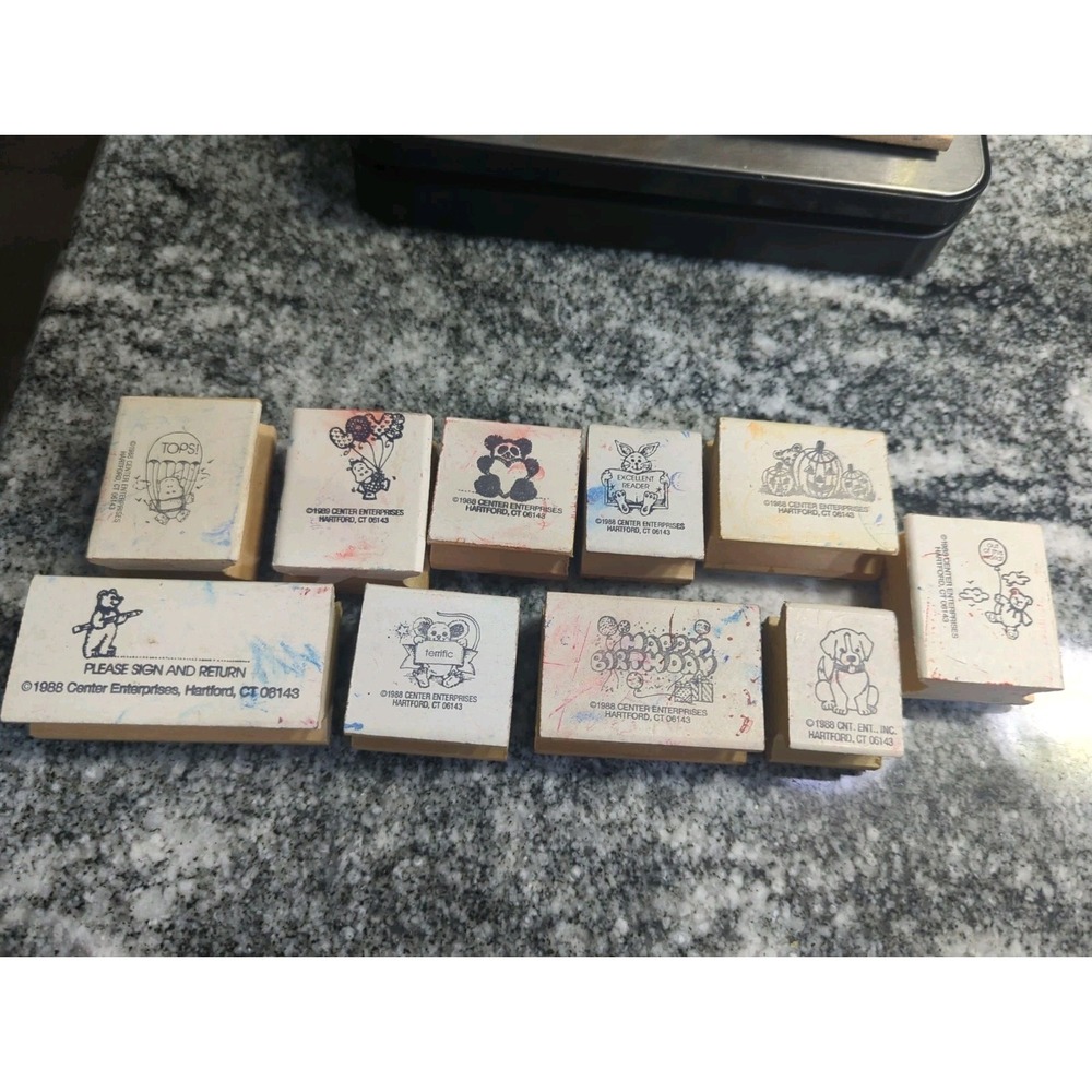 Vintage 1980s-90s Teacher Rubber Stamp Lot School Grading Praise Classroom 10pcs
